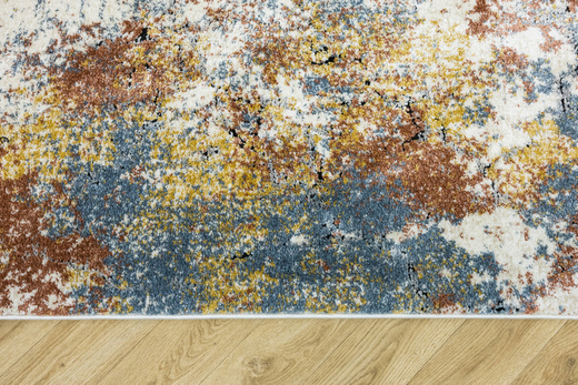 Chodnik 8621A Cream Kremowy Miedziany Niebieski Abstrakcja szerokość 70 cm