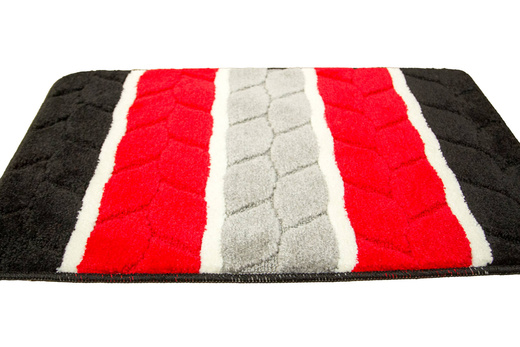 Dywanik Łazienkowy Fano Red Czerwony Szary Paski