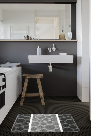 Dywanik Łazienkowy Siena Grey Szary Kropki Paski