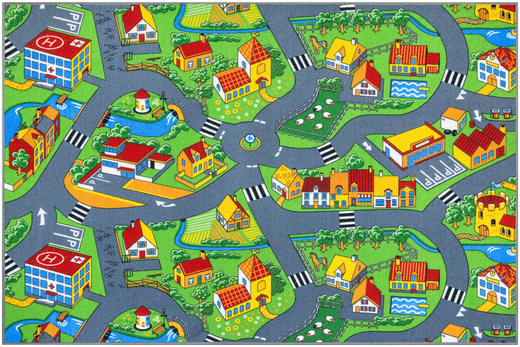 Wykładzina Little Village uliczki na filcu szerokość 4 m