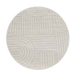 Okrągły Dywan Sznurkowy Haga 03606E cream/l.grey Krem Szary Geometria Outdoor