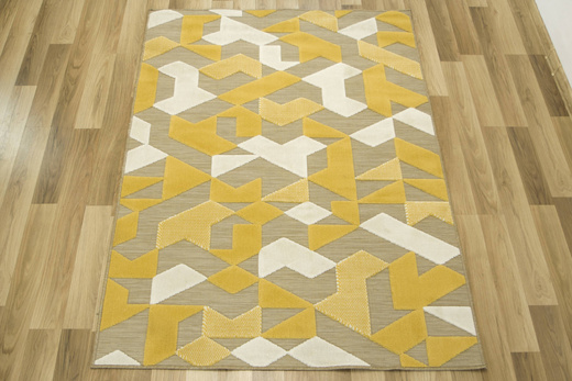 Dywan Sznurkowy Dwupoziomowy Reni 24526/682 Trójkąty Romby Miodowy Żółty Krem Beż