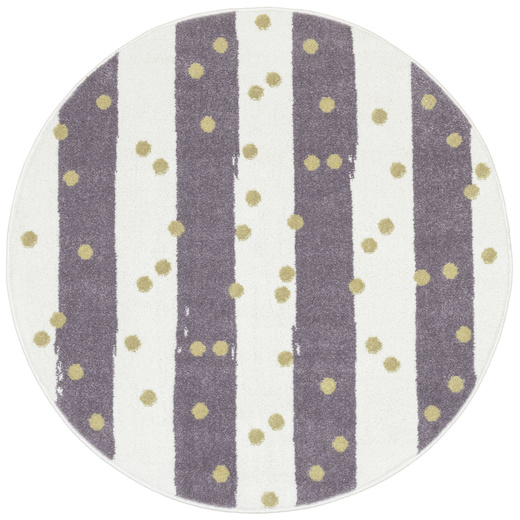 Okrągły Dywan Lima M044A cream/lila Fiolet Krem Zloty Paski