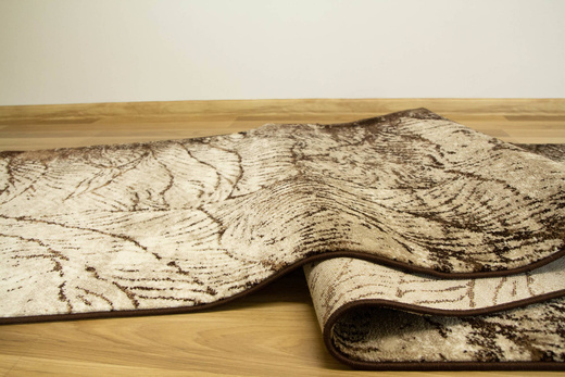 Chodnik Lapiso 400 cream/brown Brąz Beż Liście szerokość 100 cm