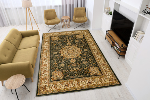 Dywan Super Rose D373A d.green/cream Ornament Medalion Zieleń