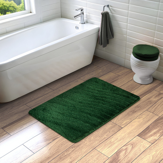 Dywanik Łazienkowy Antypoślizgowy Sara Dark Green Butelkowa Zieleń Fale