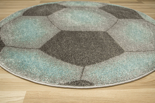 Okrągły Dywan Lima G758A l.grey/blue Piłka Football Grafit Turkus Melanż