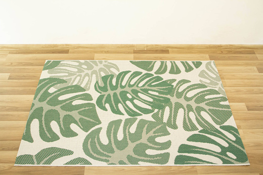 Dywan Sznurkowy Foggia 16703/460 Liście Monstery Zieleń Krem Beż