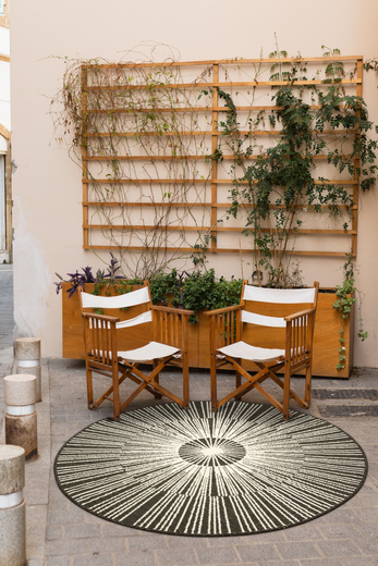 Okrągły Dwustronny Dywan Sznurkowy Brussels 205634/10110 Night Antracyt Krem Outdoor