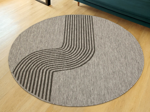 Okrągły Dwustronny Dywan Sznurkowy Brussels 205631/11020 Night Silver Szary Grafit Fala Outdoor