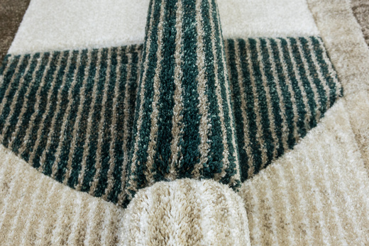 Dywan Kandy N372A l.beige/emeral Butelkowa zieleń Beż Fryz