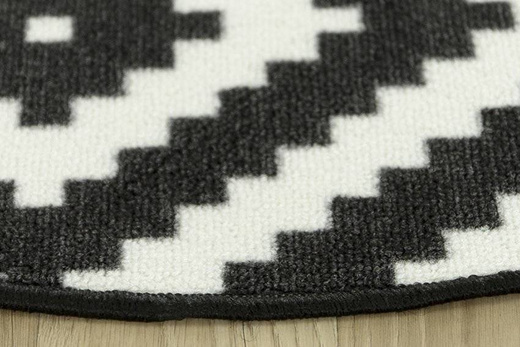 Antypoślizgowy Okrągły Dywan Romby Czarne 91