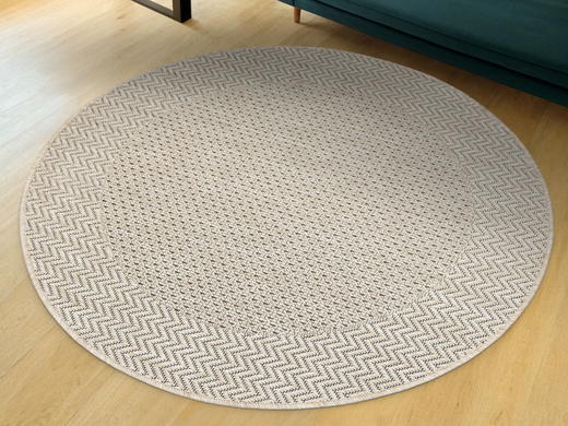 Okrągły Dywan Sznurkowy Jeans 19242/P01 Koło Beż Krem Jodełka