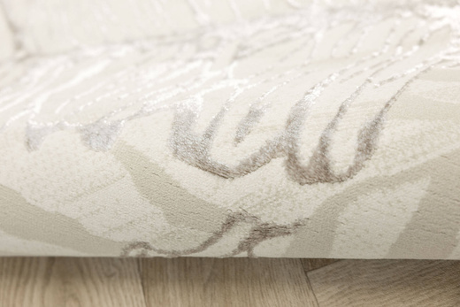 Lśniący Dywan Allora Plus F784A cream/green Beż Krem Zieleń Liście