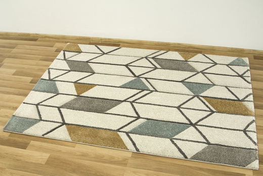 Dywan Vegas Home 09EKE Romby Trójkąty Krem Brąz Niebieski