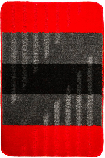 Komplet 2-częściowy Łazienkowy Vic Red Czerwony Szary Paski