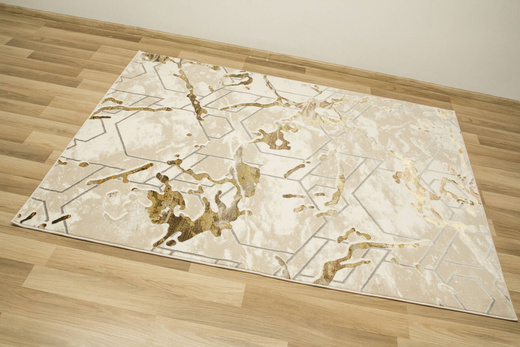 Dywan Elisa PF40A Brown Gold Beżowy Złoty Plastry Miodu