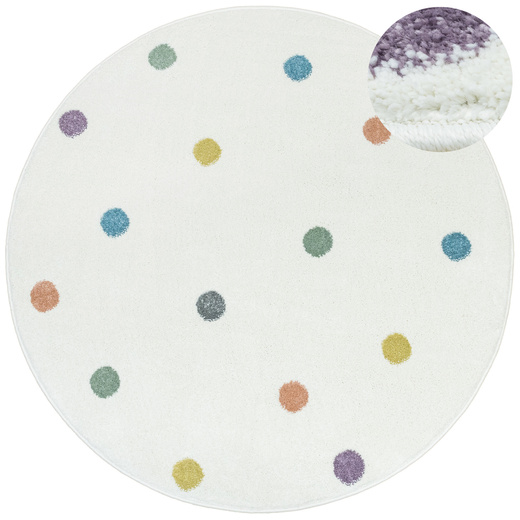 Okrągły Dywan Lima C275A cream/lila Krem Kropki