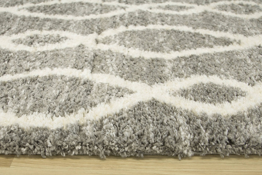 Puszysty Dywan Pulpy Shaggy A574A d.grey/cream Szary Kremowy Zygzaki Etno