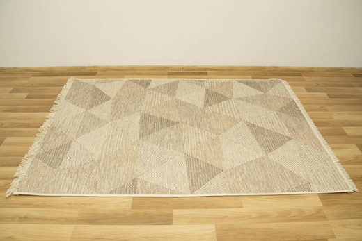 Dywan Sznurkowy Oria 529/YV7-Z Beż Szary Krem Trójkąty Gruby Splot