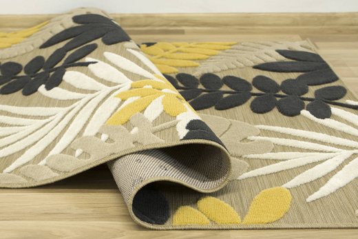 Dywan Sznurkowy Dwupoziomowy Reni 24509/632 Liście Krem Czerń Miód