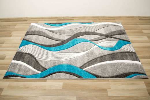Dywan Amelia B178B grey/turquoise Szary Turkusowy Wstęgi Fale