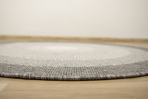 Okrągły Dwustronny Dywan Sznurkowy Brussels 205195/10010 Silver Szary Krem Koła Outdoor