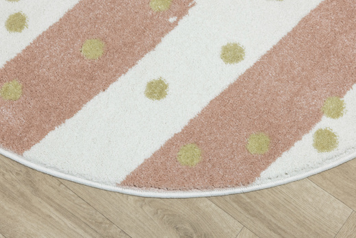 Okrągły Dywan Lima M044A cream/rose Róż Krem Zloty Paski