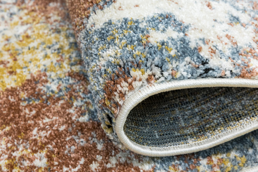 Chodnik 8621A Cream Kremowy Miedziany Niebieski Abstrakcja szerokość 70 cm