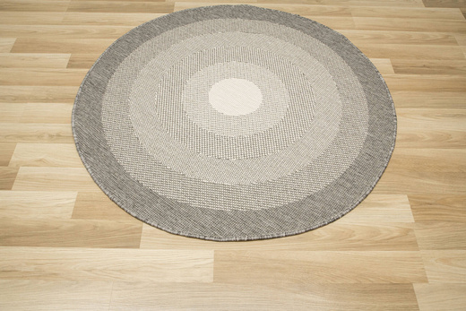 Okrągły Dwustronny Dywan Sznurkowy Brussels 205195/10010 Silver Szary Krem Koła Outdoor