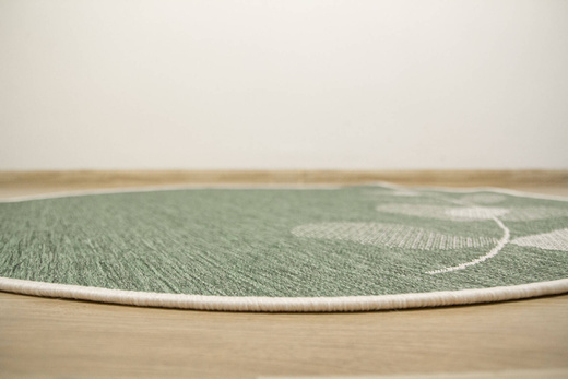 Okrągły Dwustronny Dywan Sznurkowy Brussels 205632/10520 green Zieleń Krem Listki Outdoor