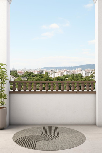 Okrągły Dwustronny Dywan Sznurkowy Brussels 205631/11020 Night Silver Szary Grafit Fala Outdoor