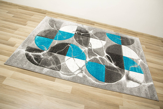 Dywan Amelia A472B grey/turquoise Szary Turkus Półkola Marmur