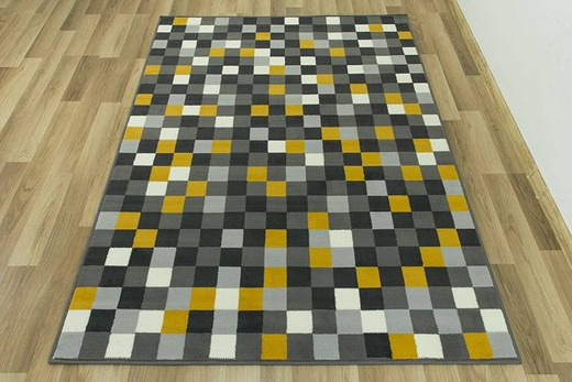 Dywan Luna 503629/89915 mustard kwadraciki