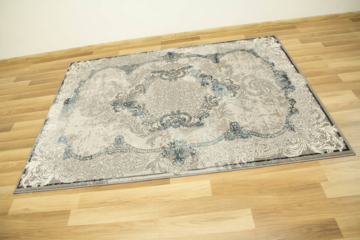Lśniący Dywan Allora Plus 9435A grey/blue Ornament Szary Srebrny