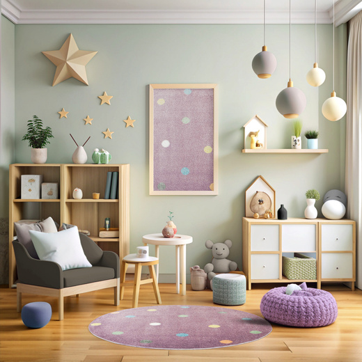 Okrągły Dywan Lima C275A lila/rose Fiolet Kropki