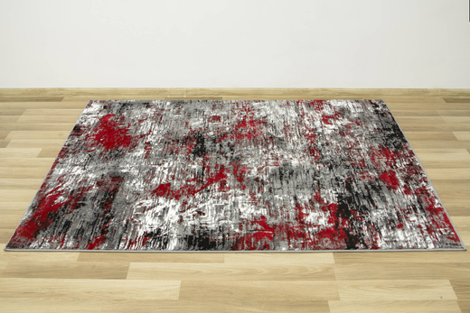 Dywan Victoria 9187A d.grey/red Tynk Beton Czerwień Szary Przecierany