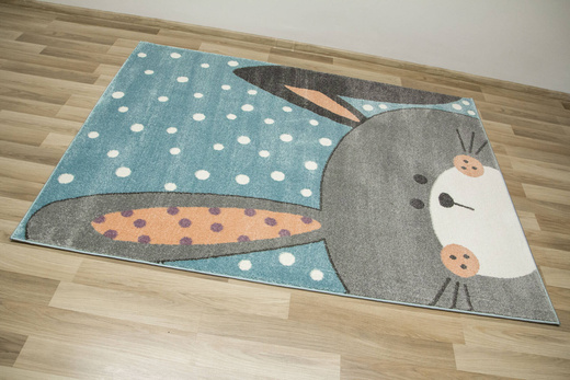 Dywan Dziecięcy Lima 1316C blue/l.grey Szary Niebieski Króliczek