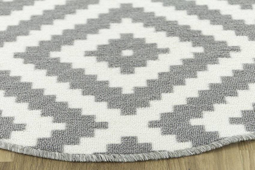Antypoślizgowy Okrągły Dywan Romby Szary 19