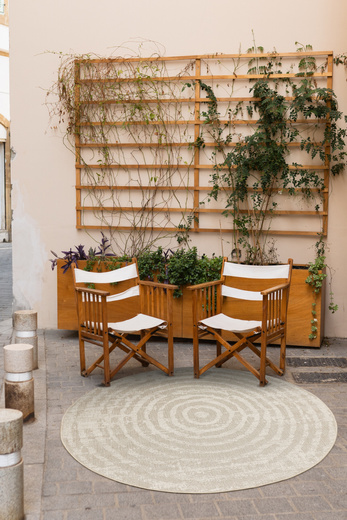 Okrągły Dywan Sznurkowy Haga 04787A vizon/cream Beż Krem Okręgi Outdoor