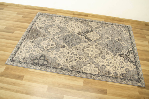 Wełniany Dywilan Moon Torino Silver Romby Ornament Szary Niebieski