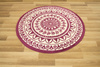 Okrągły Dywan Luna 503786/56955 Fioletowy Krem Rozeta Listki