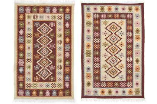 Dwustronny Dywanik Chodniczek Kilim Romby Bordo