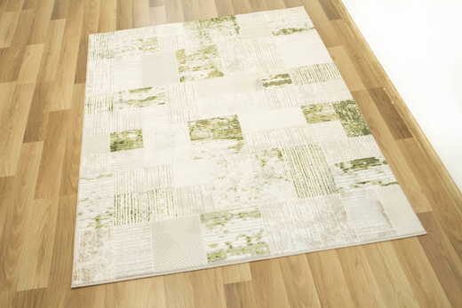 Dywan Home 384 cream/green Beżowy Oliwkowy Krem Kwadraty