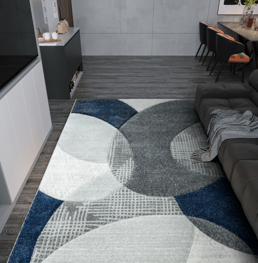 Dywan Kandy N390A N390A l.grey/navy Szary Granatowy Elipsy Fryz