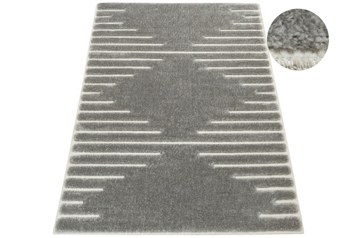 Dywan Shaggy Lula Soft IM43A CNFG4 Cream/Grey Szary Geometryczny Romby Kreski