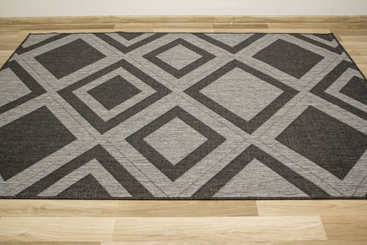 Dywan Dwustronny Sznurkowy Brussels 205386/11010 n.silver Antracyt Szary Romby Outdoor