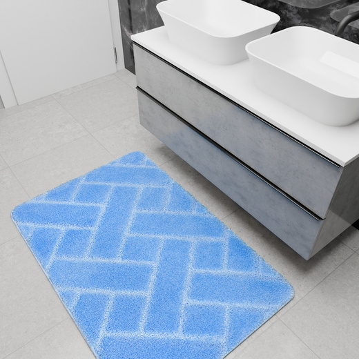 Dywanik Łazienkowy Antypoślizgowy Lotus Light Blue Błękitny Cegiełka