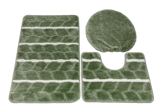 Komplet 3-częściowy Łazienkowy Fano Green Paski Zielony