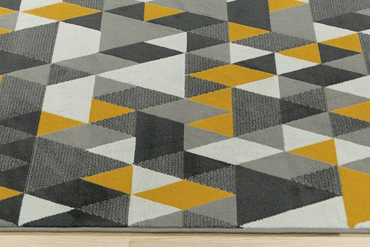 Dywan Luna 503834/89915 grey musztardowe trójkąty